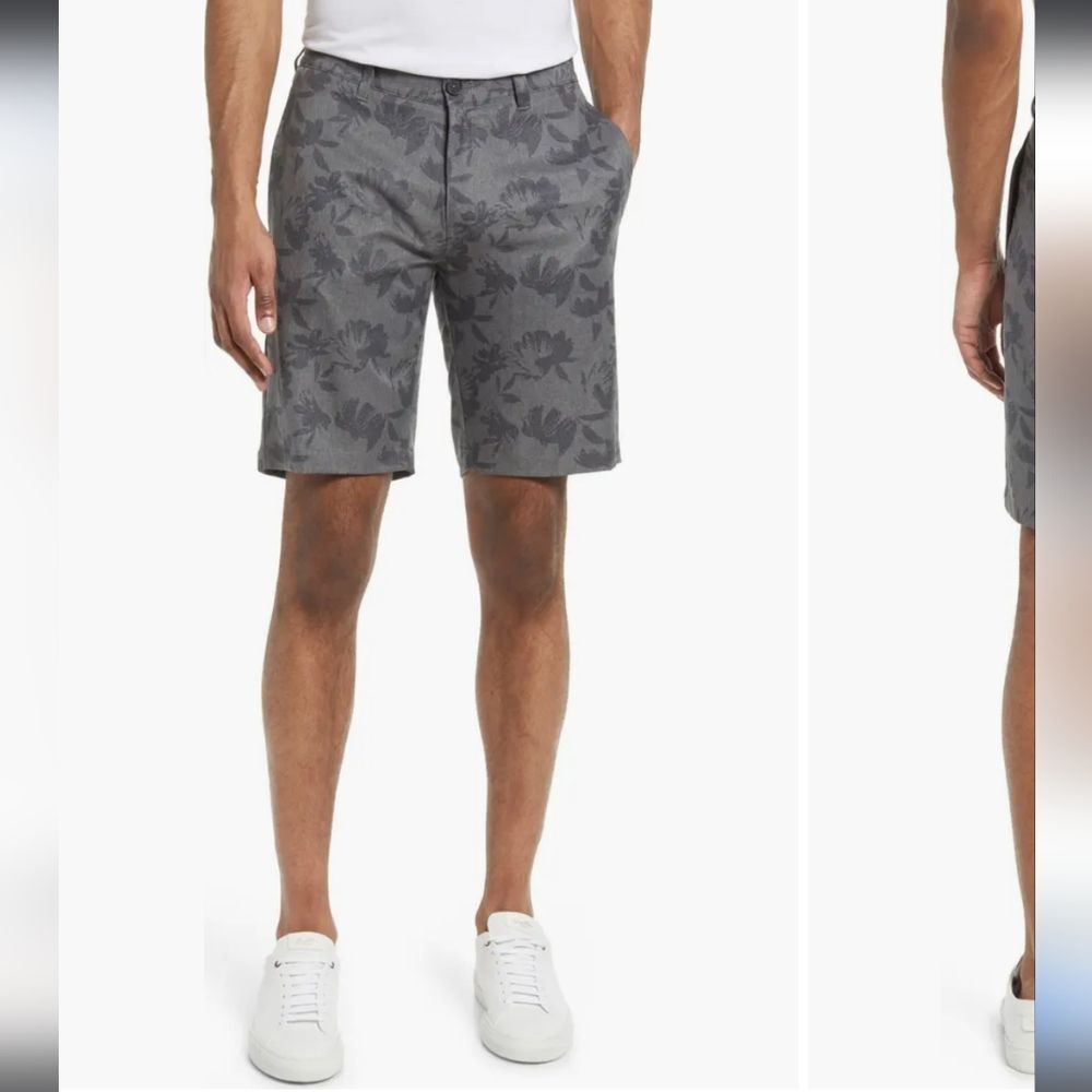 Travis Mathew Inlet Hybrid Stretch Shorts Size 32 Heather Gray Floral Golf